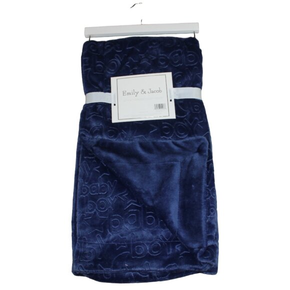 Emily & Jacob Baby Blanket Navy Blue Boy Star Embossed Plush Throw Soft NWT - Picture 1 of 4